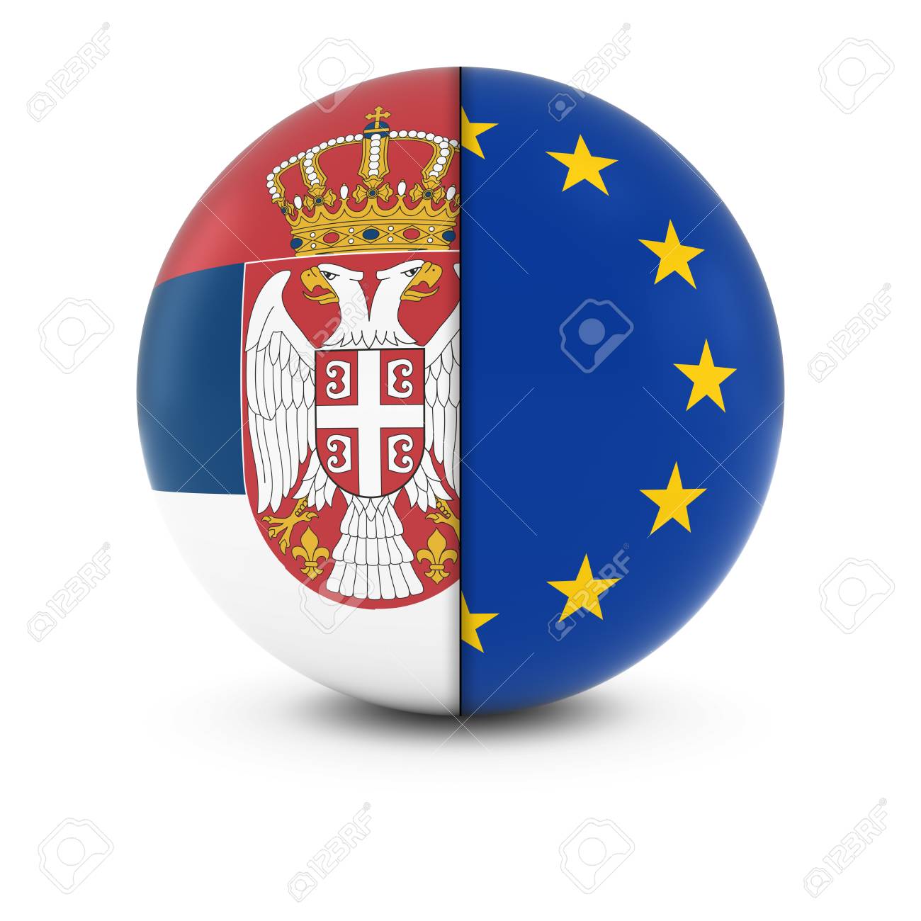 Serbian and European Flag Ball - Split Flags of Serbia and the EU, foto: 123rf.com